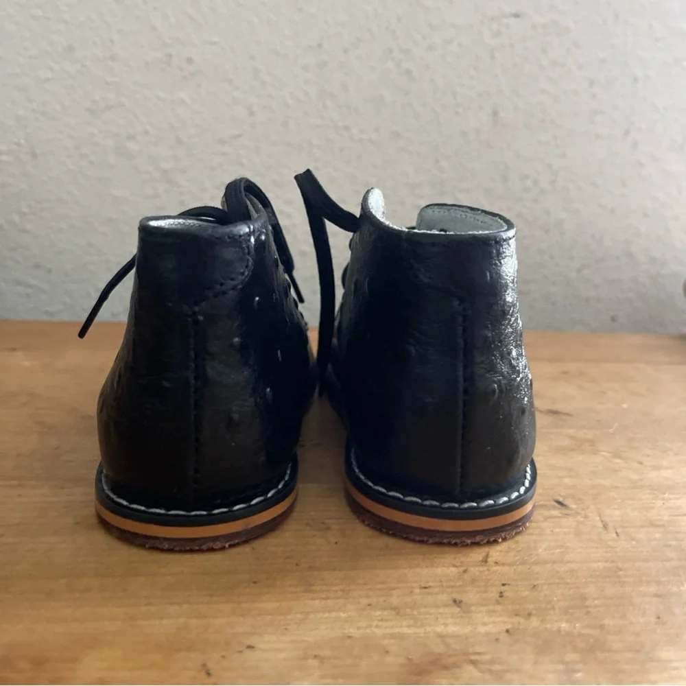 Josmo Black Leather Lace Up Baby Toddler Walking Shoes Boys Sz 7.5